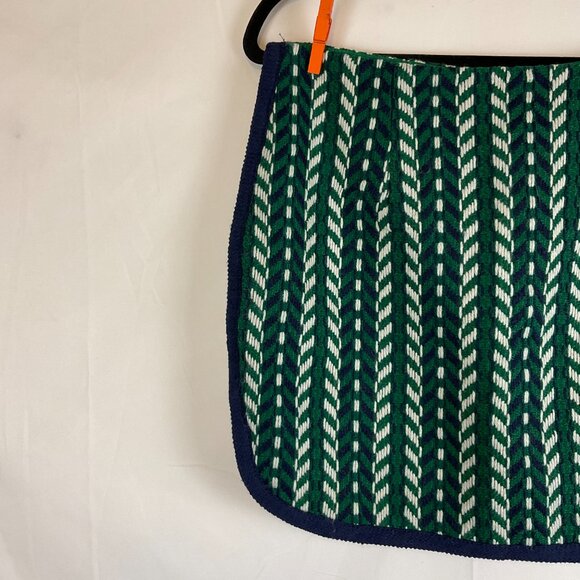 English Factory Knit Skirt M Green White Navy Blue Chevron Lined - Picture 2 of 8